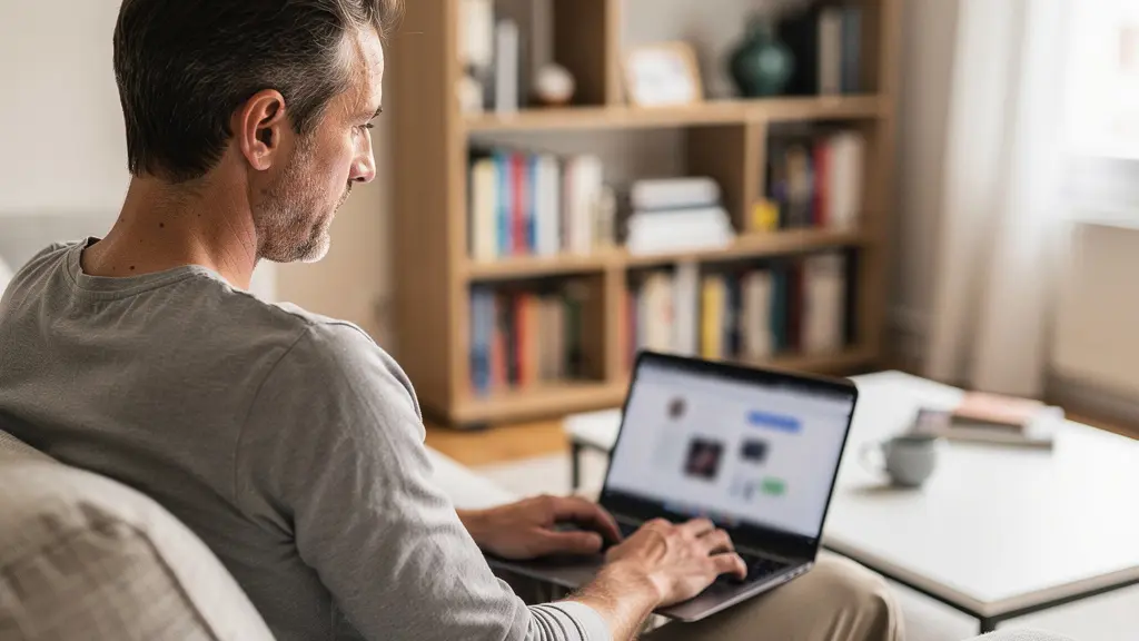 Acquéreur consultant des comparatifs de prix immobilier dans son salon