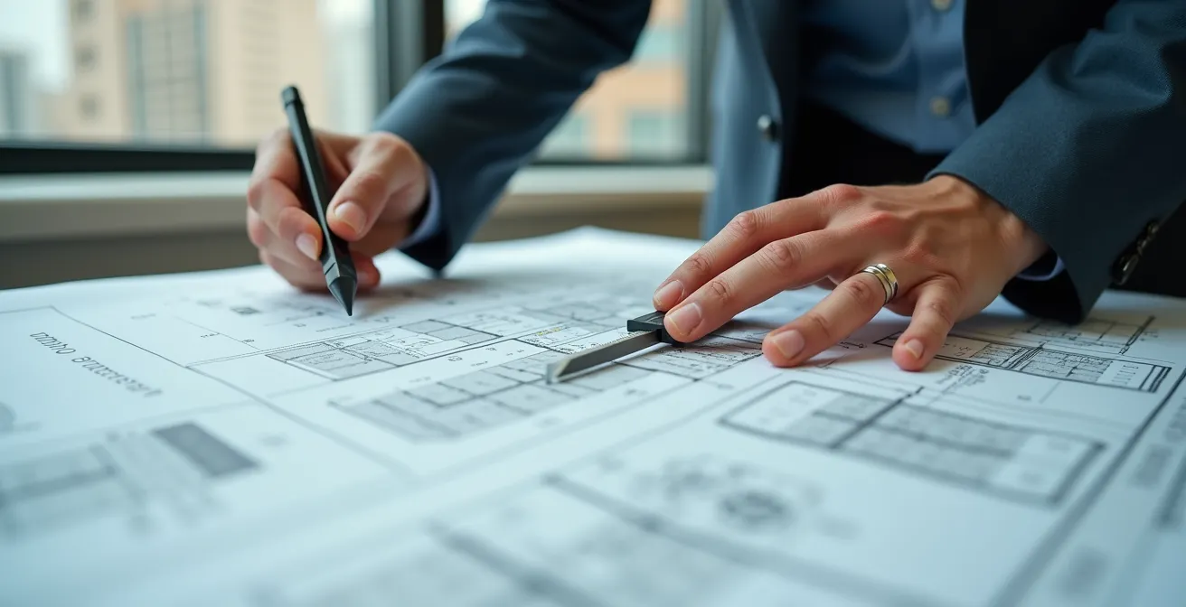 Expert consultant des documents d'urbanisme sur une table de travail