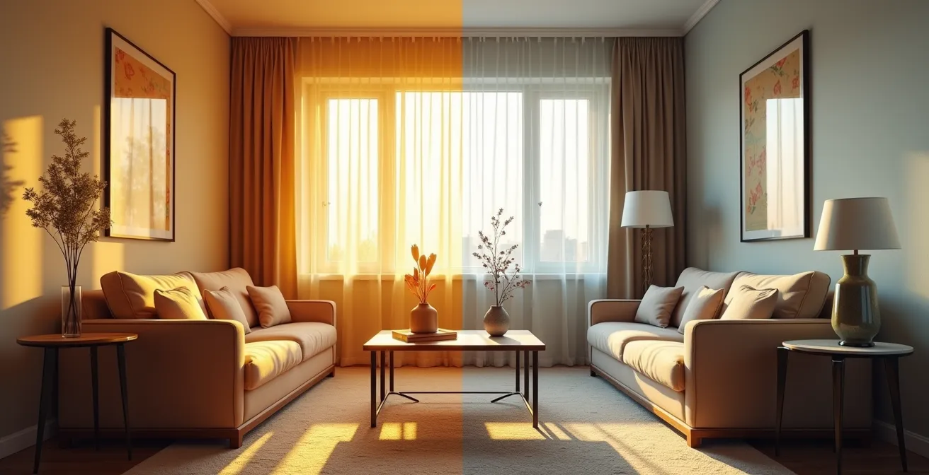 Comparaison de deux appartements identiques avec exposition nord et sud