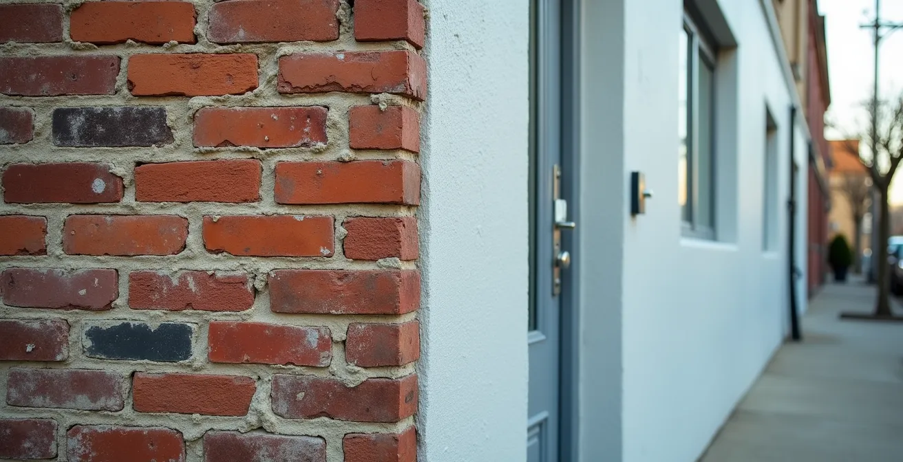 Contraste architectural entre bâtiments anciens rénovés et immeubles populaires dans un quartier en mutation