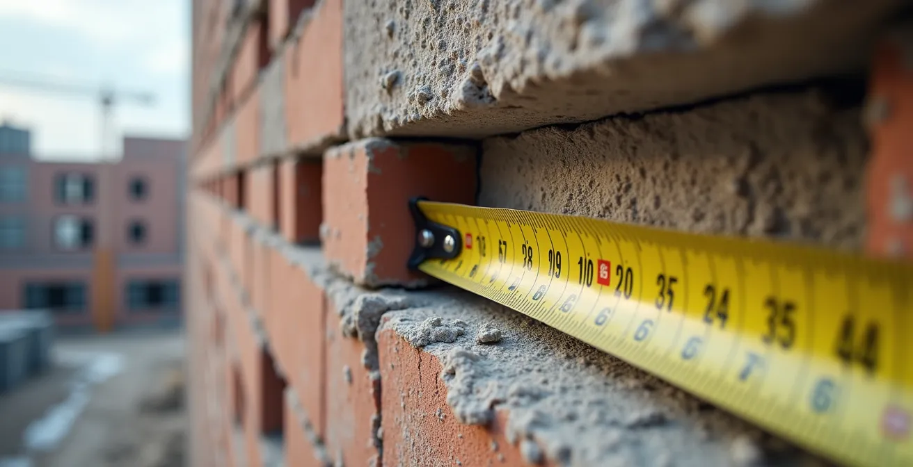 Coupe architecturale montrant la différence d'épaisseur entre mur porteur et cloison