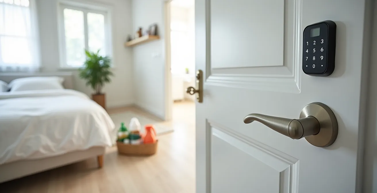 Intérieur moderne d'appartement préparé pour location courte durée