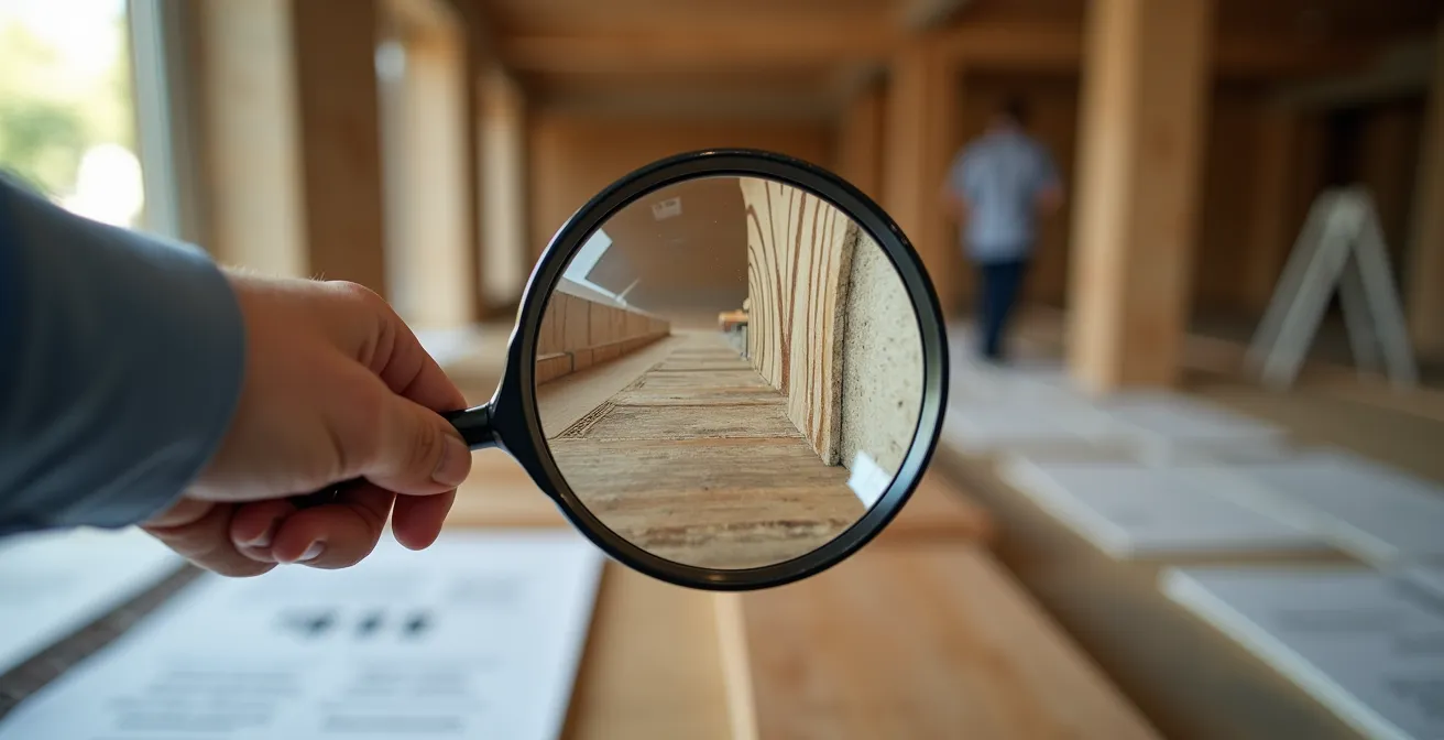 Gros plan sur un expert analysant des détails architecturaux avec une loupe