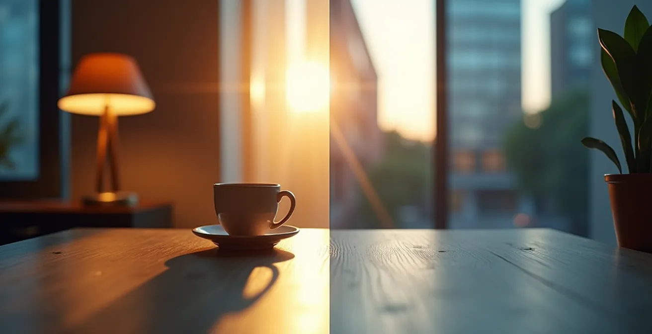 Composition en split-screen montrant deux environnements de travail différents dans l'immobilier